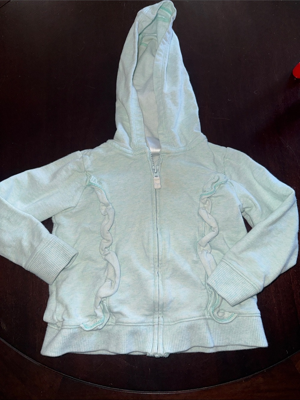 Carter's Mint Green Hooded Zip-Up with Ruffle Trim
